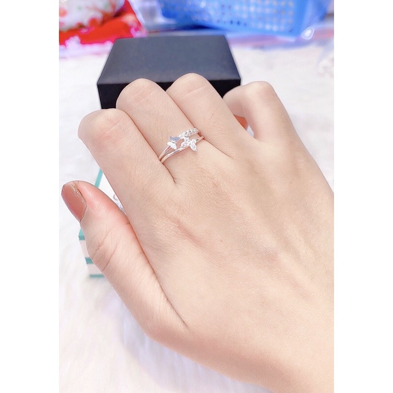 Nhẫn kép hình đôi bướm xinh xắn bạc ta NGỌC MẬU