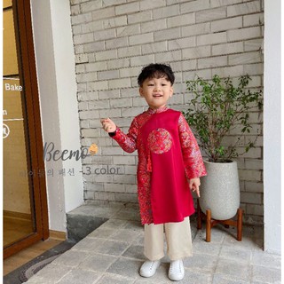 Set áo dài gấm rồng bé trai