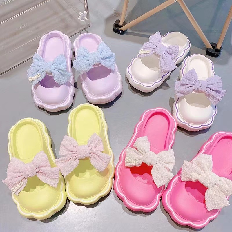 Dép Sandal Đế Dày Đính Nơ Dễ Thương Thời Trang Mùa Hè Phong Cách Hàn Quốc Cho Nữ