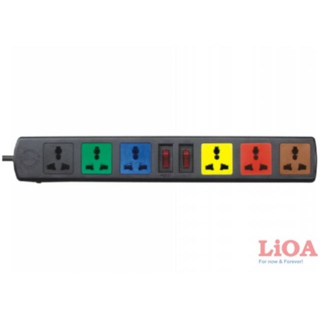 Ổ cắm kéo dài đa năng LIOA 6 ổ 2 công tắc