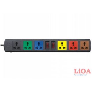 Ổ cắm kéo dài đa năng LIOA 6 ổ 2 công tắc