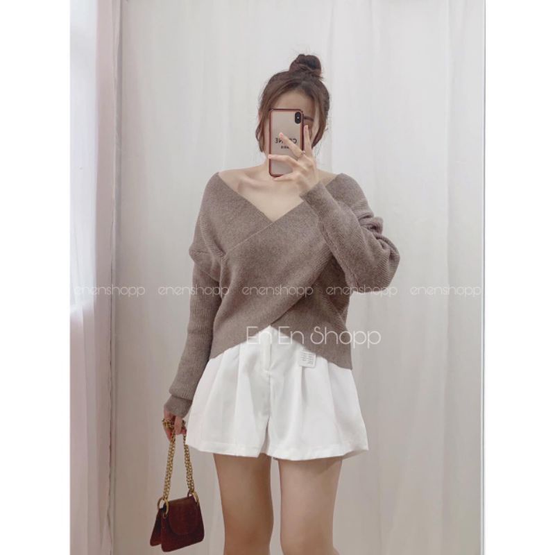 Áo len cổ chéo hàng QCL1