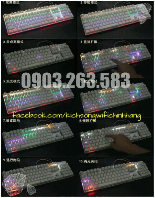 Bàn Phím Cơ Zero E-Sports Gaming Gear Led Rainbow Fullsize 104 phím