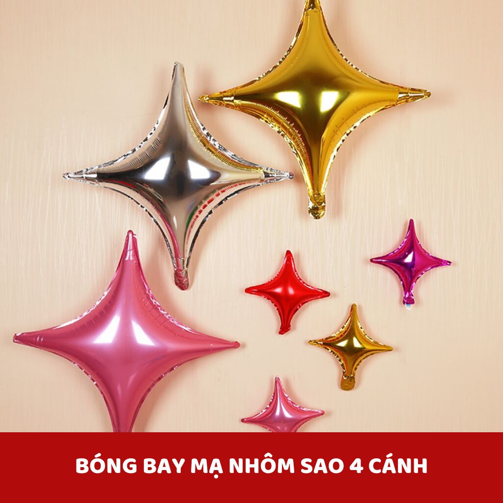 Bóng bay ngôi sao 4 cánh size 18" và 10" trang trí sinh nhật sự kiện