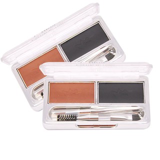 Bột kẻ mày 2 ngăn Mira Eyebrow Cake No.02 Hàn Quốc 7g (Nâu đất/Đen) - Hàng chính hãng