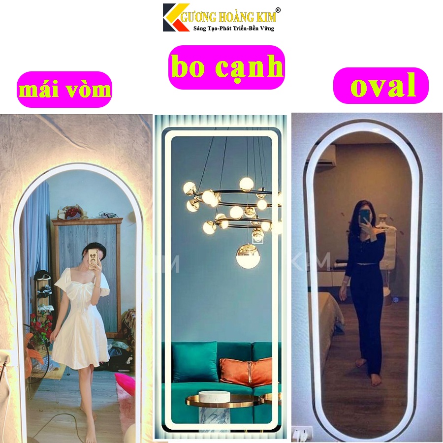 Gương soi toàn thân đèn led cảm ứng không viền treo tường kích thước 60x170, -guonghoangkim mirror HK1010 BTT