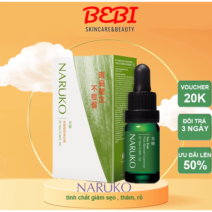 Tinh chất tràm trà giảm thâm mụn NARUKO Tea Tree Post Blemish Corrector 10ml (Bản Đài)