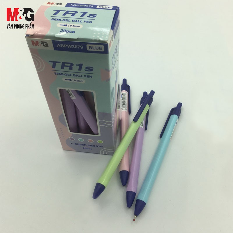 Hộp 20 cây ✒️ Bút Bi ABPW3079B Mực Xanh (ngòi 0.5mm) thân tam giác có 4 màu