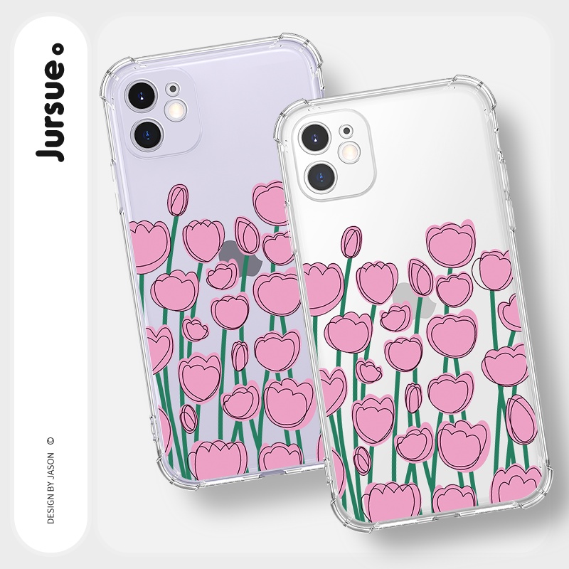 Ốp lưng JURSUE chống sốc mềm hình dễ thương đẹp cho iPhone 13 12 11 Pro Max SE 2020 X XR XS ip 8 7 6 6S Plus Y136