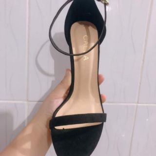 Sandanl cao gót calla đế đỏ đen da lộn 9-10p