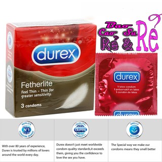 Bao cao su siêu mỏng durex fetherlite hộp 3 bao