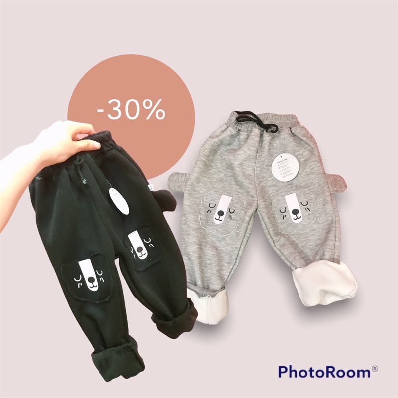 Quần nỉ bông da cá tai thỏ chất liệu lót nỉ bông bên trong dày dăn cho bé trai size 10-18kg