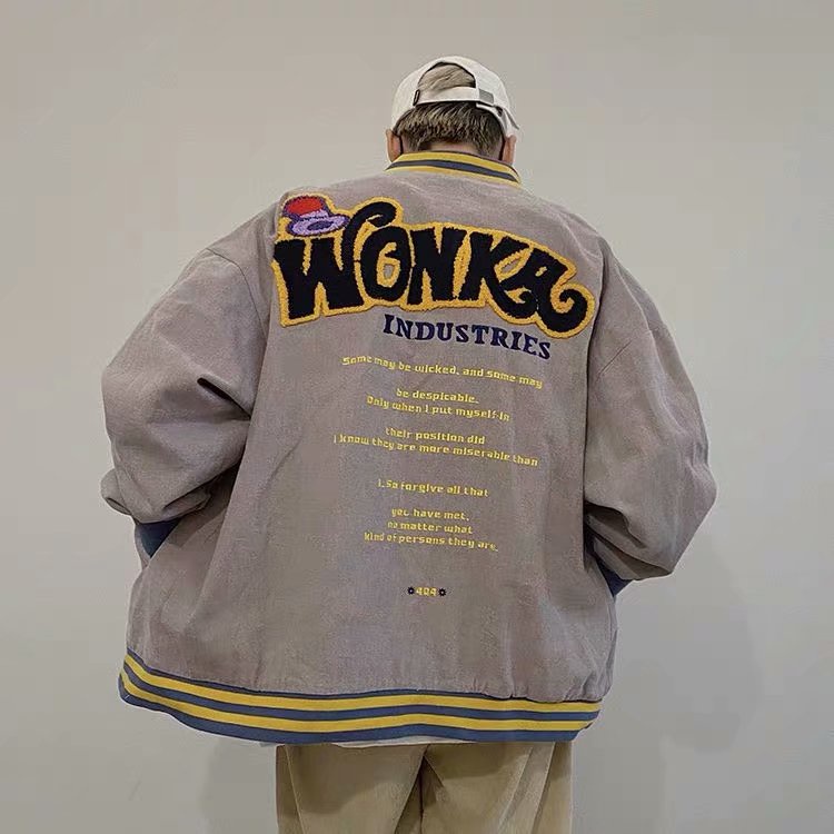 Áo khoác bomber thêu chữ phong cách thời trang nam nữ