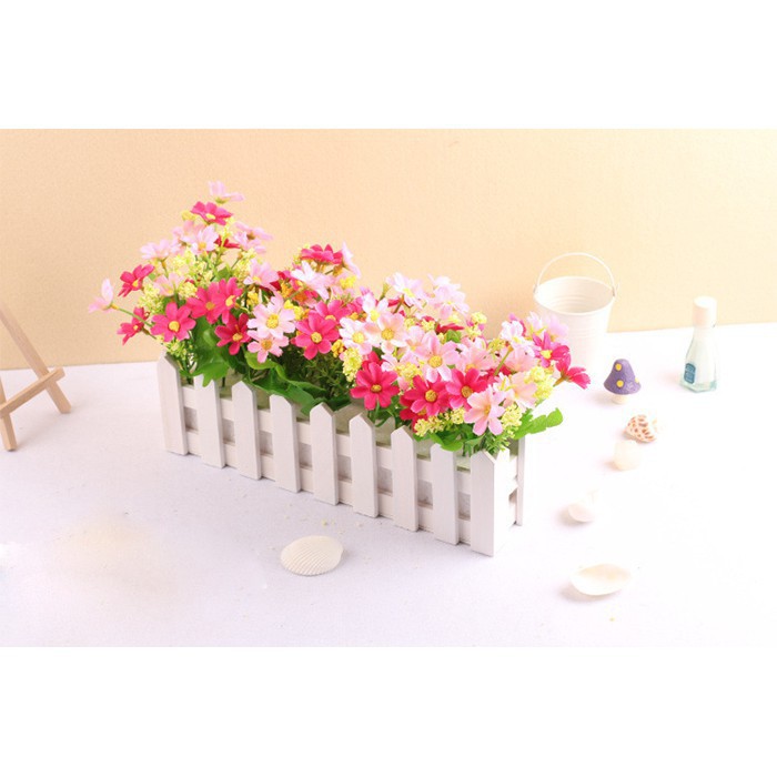 Cây giả, giỏ hàng rào cắm sẵn hoa cỏ nhân tạo dài 50cm nhiều mẫu trang trí nhà cửa Flowermini HR-50