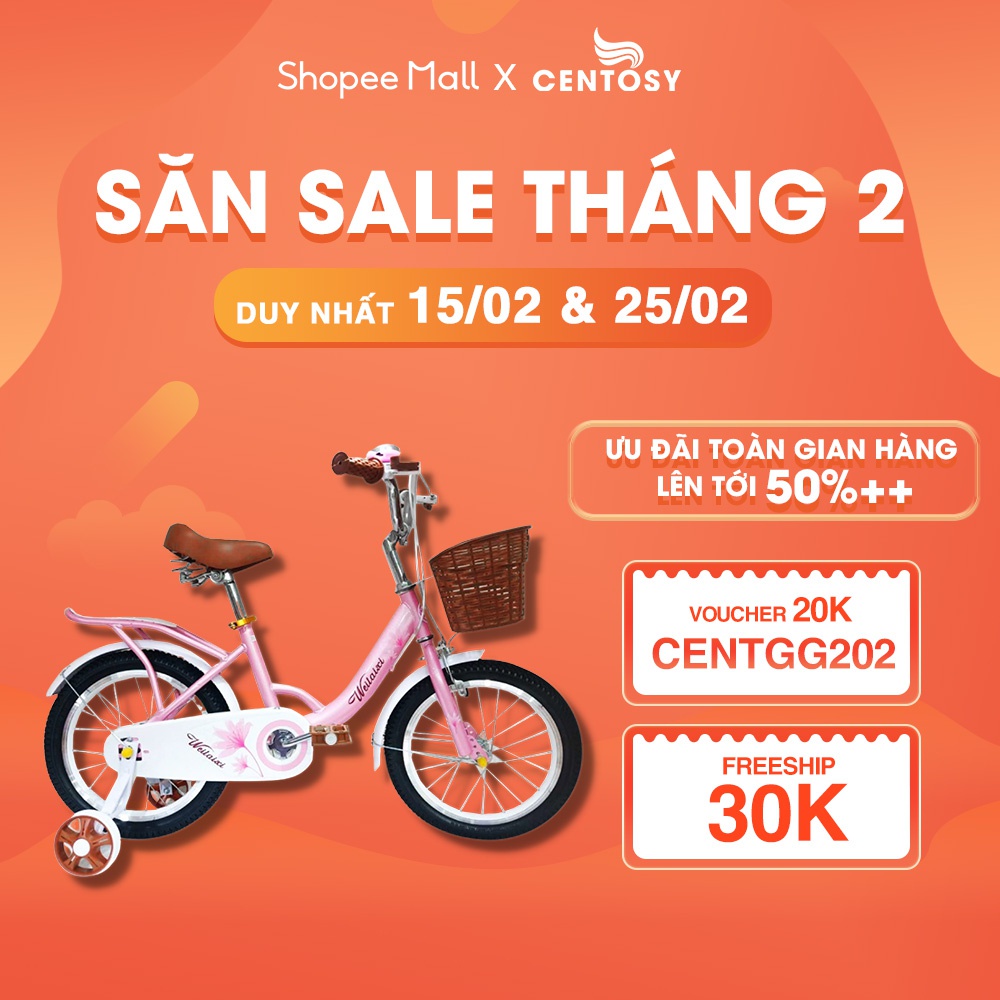 Xe Đạp Trẻ Em Cao Cấp [Centosy] Weilaixi Lovely - Khung Chắc Chắn, Có Giỏ Và Bánh Phụ