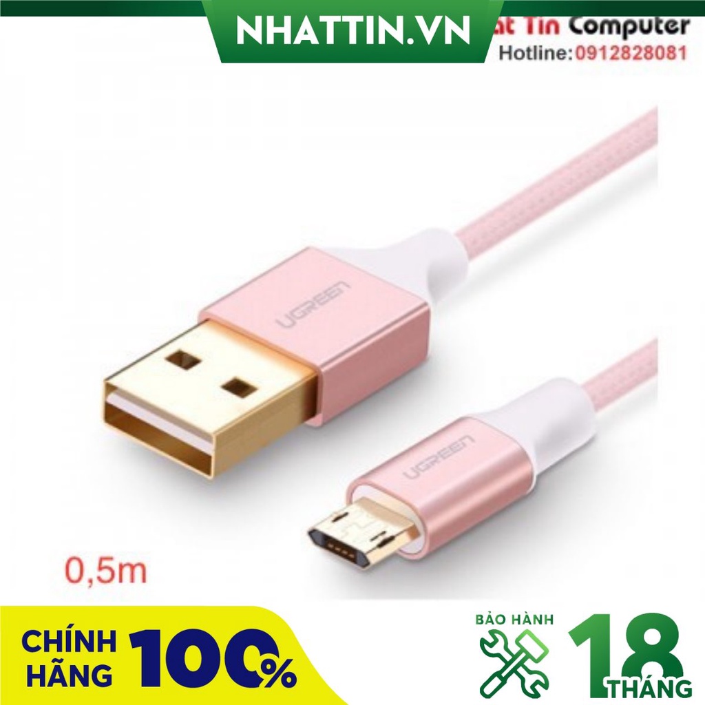 Cáp sạc Micro USB cắm 2 chiều dài 0,5m chính hãng Ugreen UG-30854 cao cấp