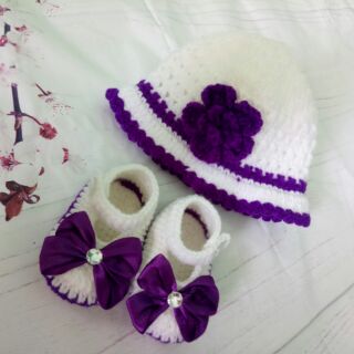 SET NÓN VÀ GIÀY CHO BÉ GÁI NƠ TÍM