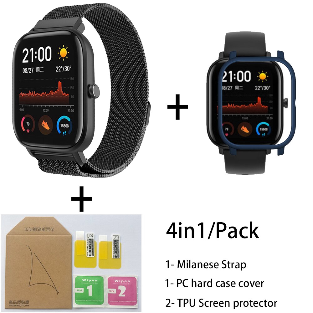 Dây đeo đồng hồ bằng thép không gỉ Milan 4 trong 1 cho for Xiaomi Huami Amazfit GTS