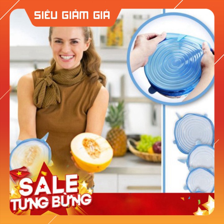 Bộ 6 Nắp Silicon Đậy Bát Đĩa (màu trắng)