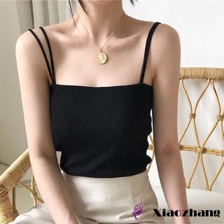 Áo 2 dây dệt kim màu trơn thời trang dành cho nữ