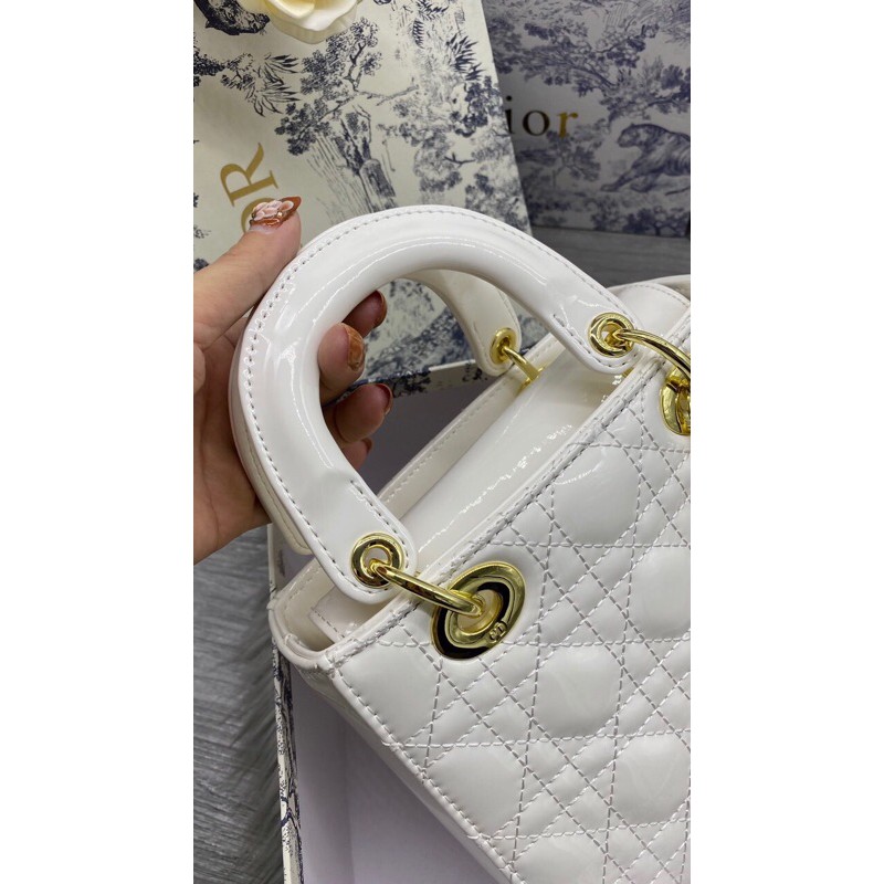 Túi Xách Da Bóng Ô Trám Căng Tròn Sz20cm