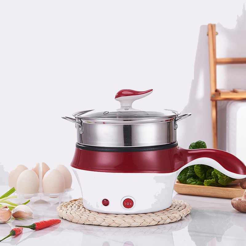 Nồi Lẩu Mini Nồi Hấp 2 Tầng -  Ca Nấu Mì 2 Tầng 18Cm, Nồi Lẩu Mini Đa Năng 1.2L