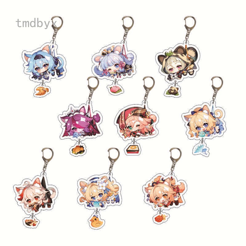 Tmdbyx Móc khóa nhựa acrylic hình Anime Genshin Impact