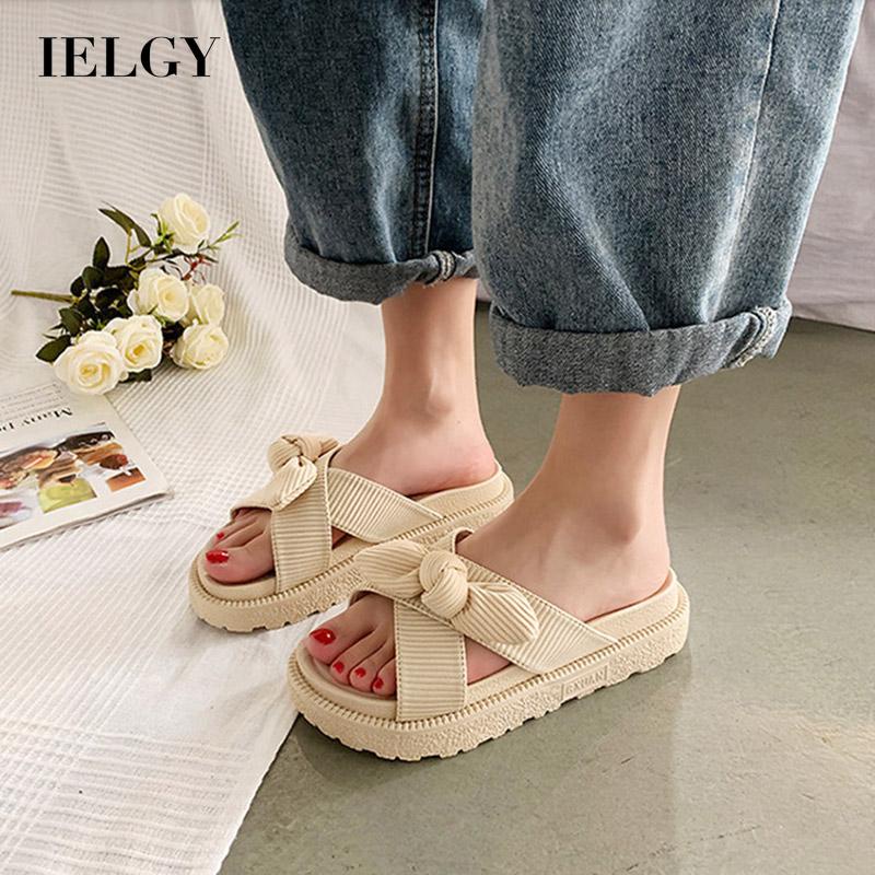 Dép quai ngang IELGY đế bằng thiết kế đơn giản thời trang dành cho nữ