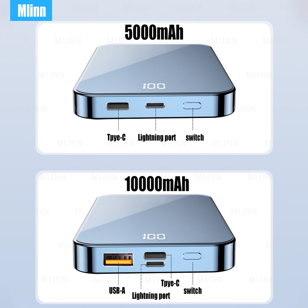 Pin Sạc Dự Phòng Không Dây 10000mAh 12 13 20W Khung Kim Loại Từ Tính Tiện Dụng
