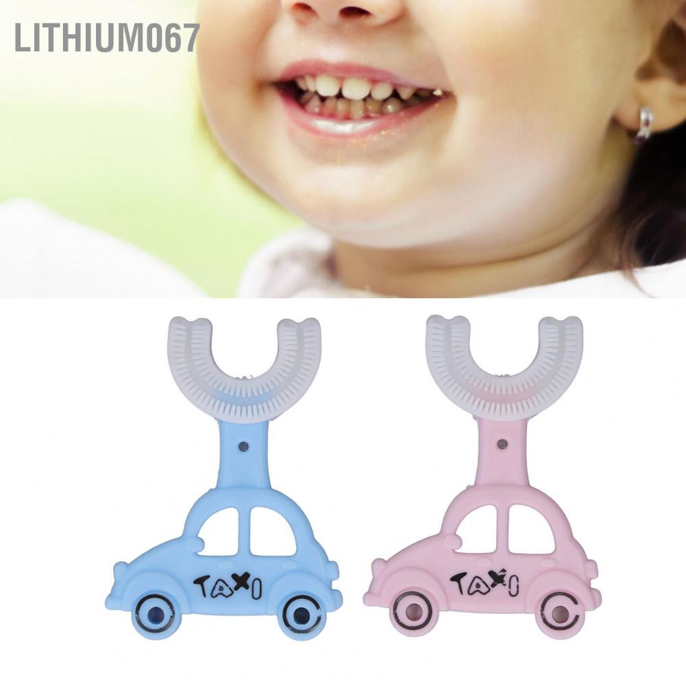 2 Bàn chải đánh răng hình chữ u dễ thương silicone mềm hình xe oto Lithium067