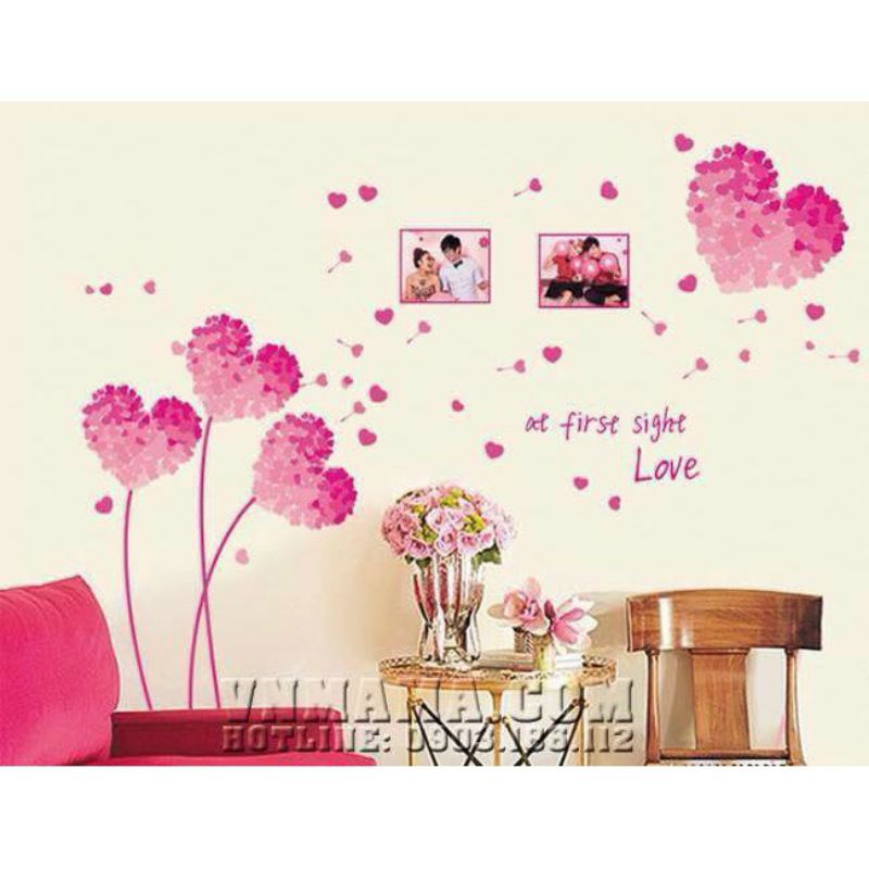 Decal dán tường cây trái tim