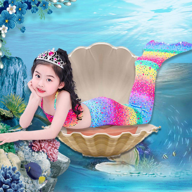 Mermaid Tail Công chúa Váy Trường tiểu học Nàng tiên cá Bộ quần áo nàng tiên cá