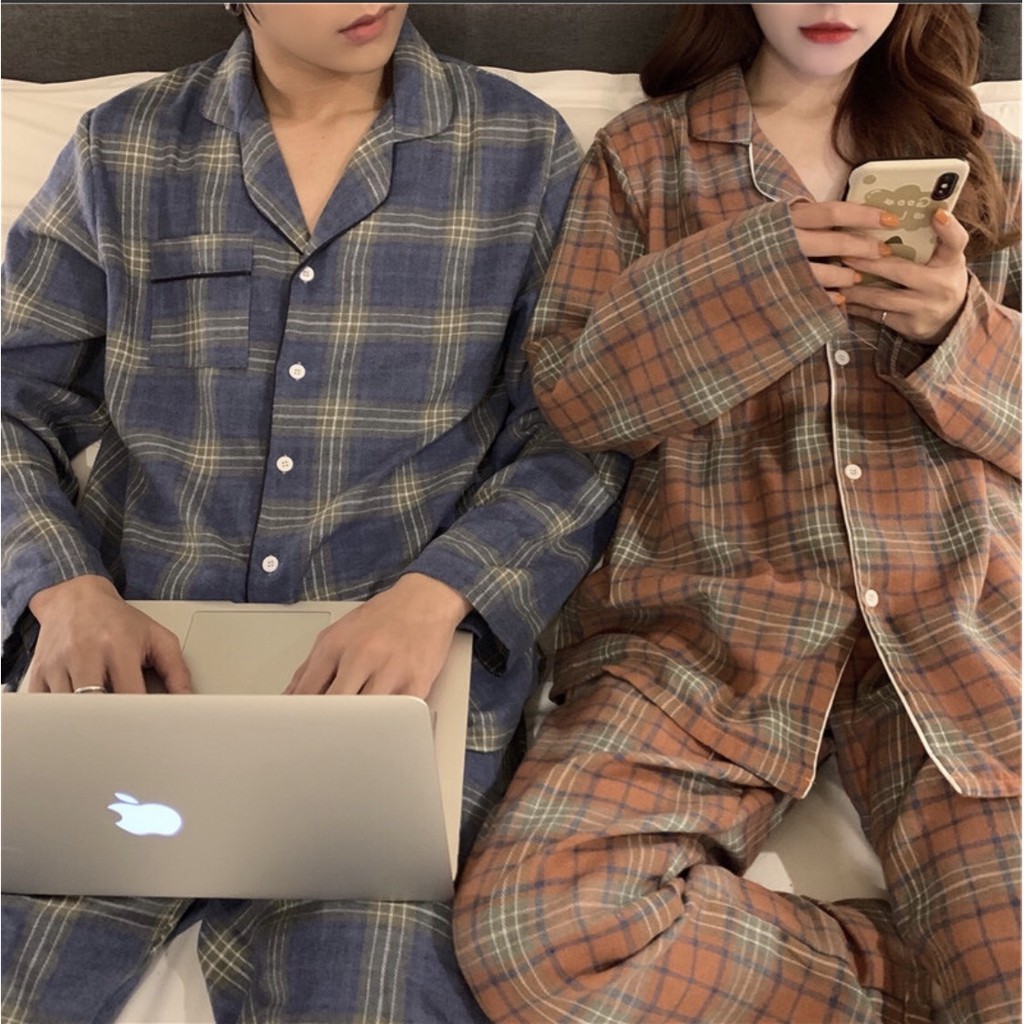 Bộ đồ ngủ đôi pijama hoạt tiết caro caro (Hàng có sẵn) | BigBuy360 - bigbuy360.vn