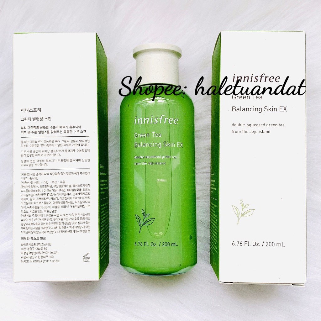 Nước Hoa Hồng INNISFREE Đủ Loại Green Tea Balacing + 2X + Lựu 200ML + Green Barley 250ML