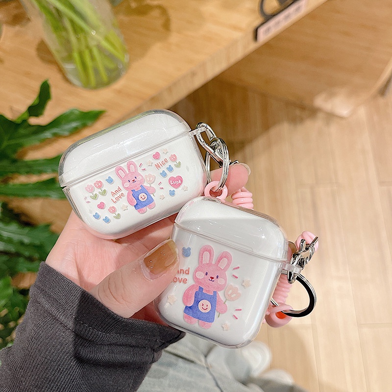 Vỏ Bảo Vệ Hộp Sạc Tai Nghe airpods 1 2 Pro 3rd Generation Pro 1/2 Trong Suốt Chống Sốc Họa Tiết Hoạt Hình Kèm Dây Đeo Kiểu Nhật Hàn