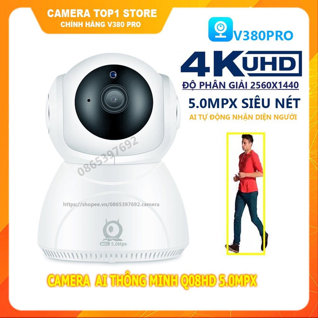 Camera Ip WiFi V380Pro Q8HD 5.0Mpx Cực Nét, Phân Biệt Chuyển Động Của Người | WebRaoVat - webraovat.net.vn