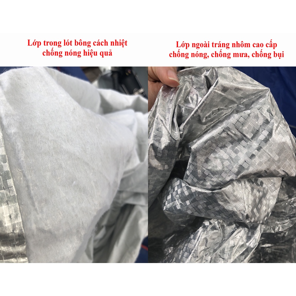 Trùm Xe Máy KAW Chống Nắng Mưa, Bạt Phủ Xe Máy Ép Nhôm Phản Nhiệt, Vải Dù Phủ PU Chống Mưa Nắng, Bụi, Chống Cháy