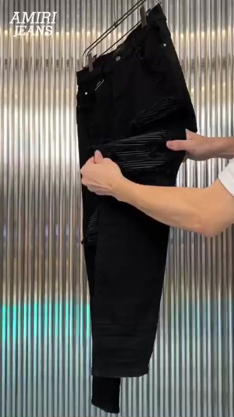 Quần AMIRI Đen Vá Gối Da Quần Jean Skinny màu đen gối vá họa tiết bản cao cấp co dãn 4 chiều | BigBuy360 - bigbuy360.vn