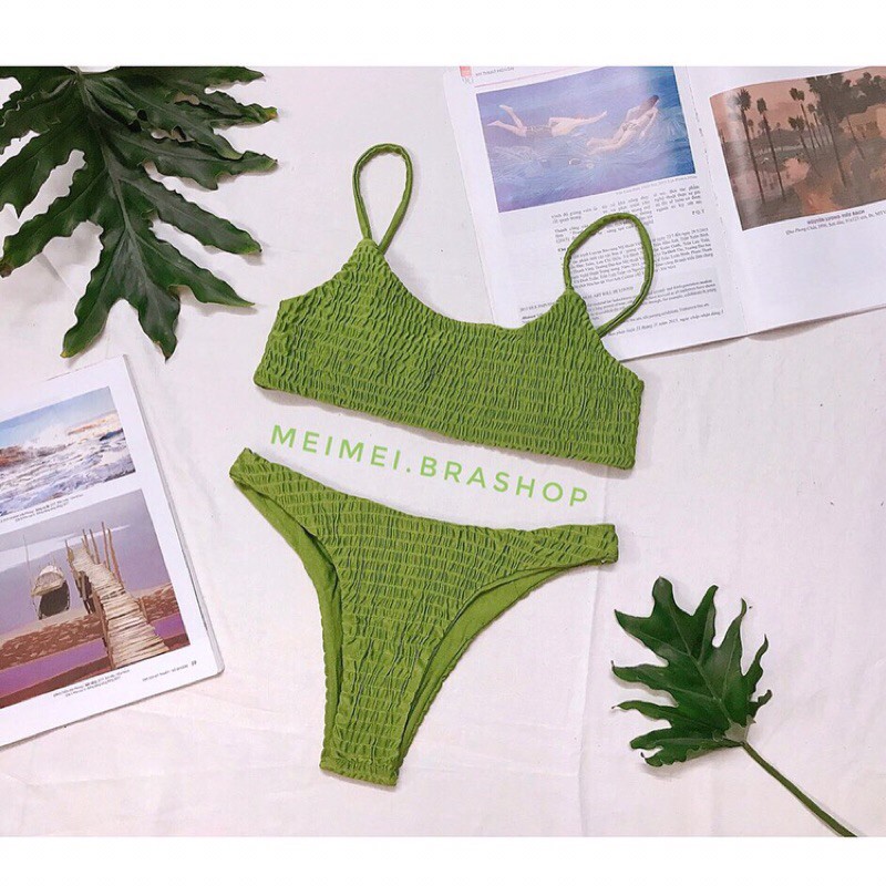 Hàng loại 1-bikini 2 mảnh nhún dễ mặc, ôm dáng. Thiết kế cơ bản basic (nhiều màu).Meimei_store21 | BigBuy360 - bigbuy360.vn