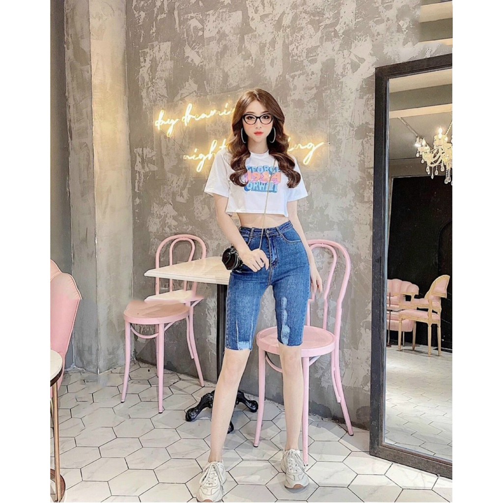 [HOT] Áo thun croptop 1984 sành điệu   2 màu trắng và đen PC9321