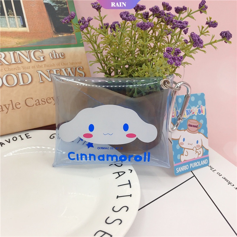 SANRIO Ví Đựng Tiền Xu/Chìa Khóa Mini Bằng PVC Trong Suốt Hình Cinnamoroll My Melody Hello Kitty Dễ Thương