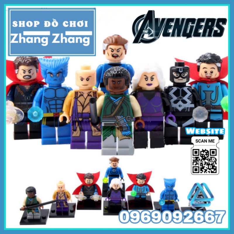 Đồ chơi Xếp hình Strage Clea gồm The Beast - Black Bolt Baron Mordo - Ancient One Mr Fantastic Minifigures Xinh X0128