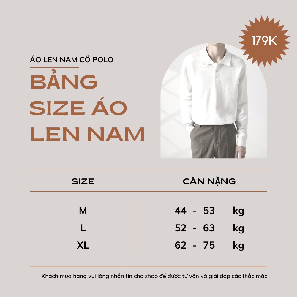 Áo len nam dài tay cổ polo hàng thiết kế cao cấp, chất len mềm mịn không bai xù