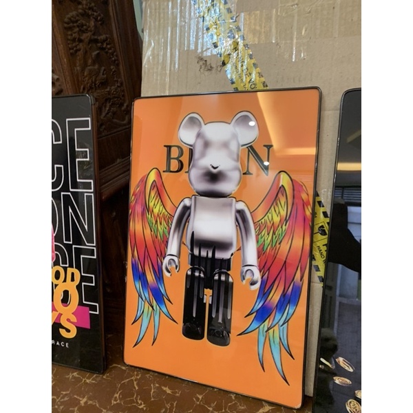 T54 Bộ 3 Tranh chú Gấu Kaws Toy Bearbrick Hoạt Hình Treo Tường Phòng Khách/ Ngủ Decor Game/ Shop Quần Áo/ Bàn Học Robot