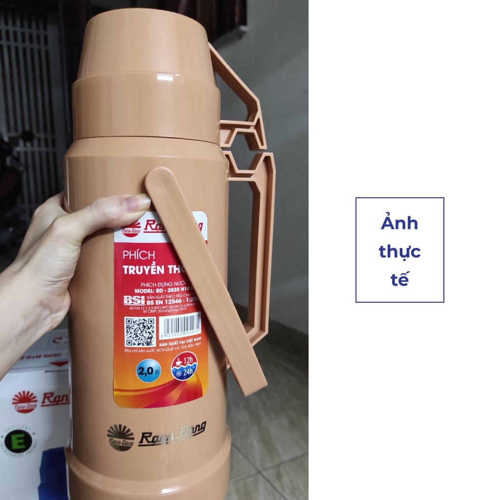 Phích nước Rạng Đông 2 lit, Bình thuỷ giữ nhiệt đựng nước nóng Model RD 2035 N10.E