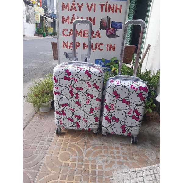 Bộ vali kéo size 24 và 20 hello kitty nhựa PC