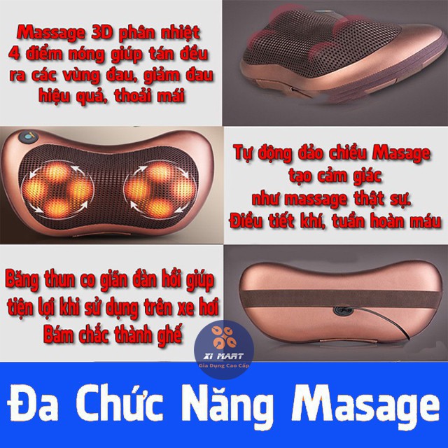 Máy massage hồng ngoại 8 bi cao cấp Nhật Bản - Máy mát xa cổ, lưng , bụng, chân...matxa đa năng - BH 1 đổi 1 - XiMart