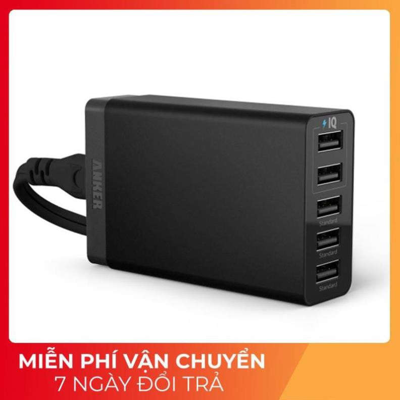 óc củ sạc nhanh 25W 5 cổng USB công nghệ PowerIQ hiệu Anker PowerPort 5 Lite (sạc nhanh Max 2.4A / Port) - Chính hãng