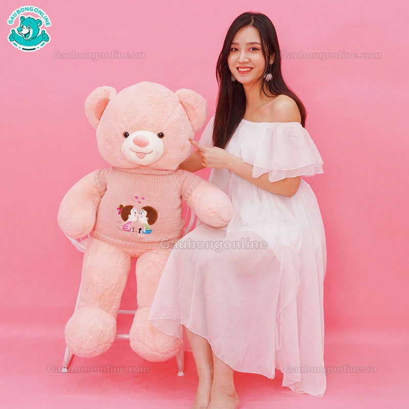 [Mã LIFEXANH03 giảm 10% đơn 500K] Gấu Bông Teddy Áo Len Kiss Lông Trơn Cao Cấp Gấu Bông Online