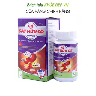 Viên uống bổ máu Sắt Hữu Cơ Vinh Gia - Chai 30 viên